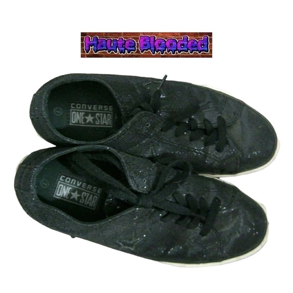 Converse One Star Black Glitter Shoes Chucks Chuck Taylor Bling Dark Academia 7 - Picture 3 of 11